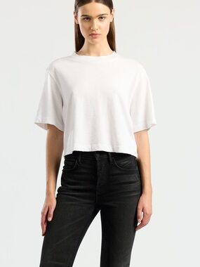 Cotton Citizen Tokyo White Cropped Tee | Minimal Luxe Essential | Size S